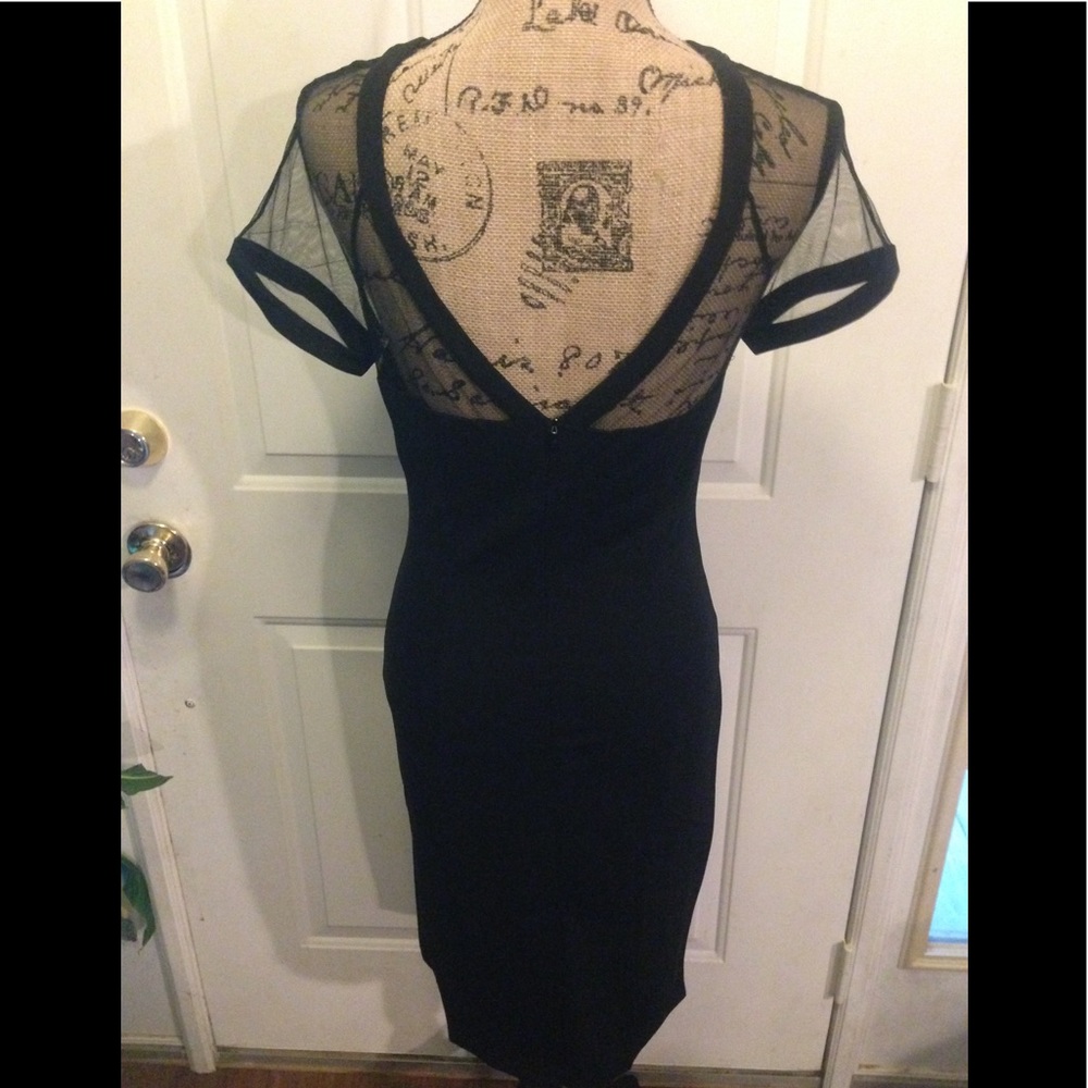 NWOT Beautiful Black Midi w/ See Through Mesh Neck - Picture 2 of 3